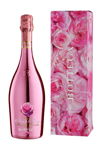 Bottega Manzoni Moscato Rosé 0,75l šumivé sladké víno v darčekovom kartóne s vôňou ruží